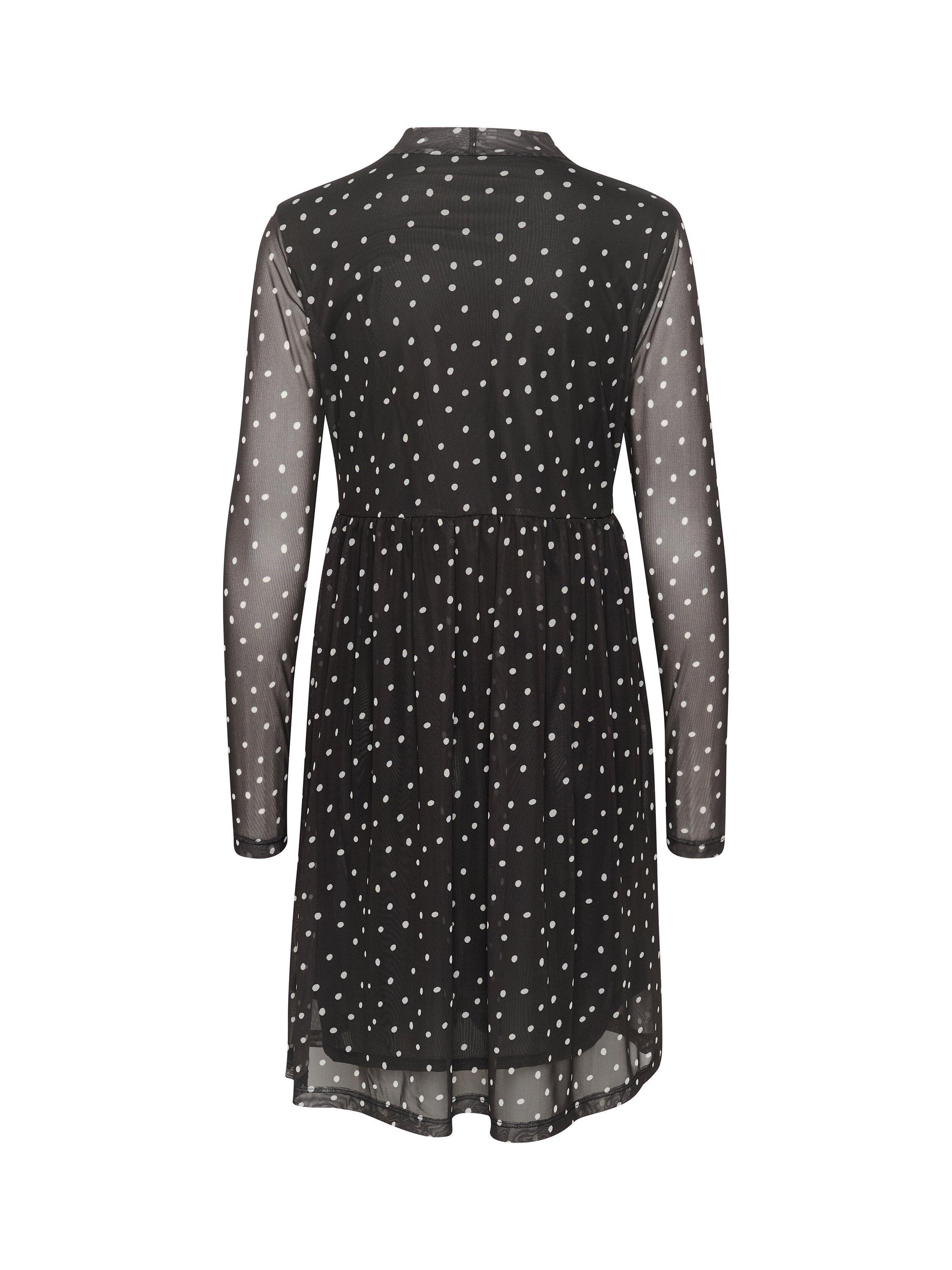Product image 5 of 5, which shows KAFFE Johanne Polka Dot Mesh Dress, Black/White, XS