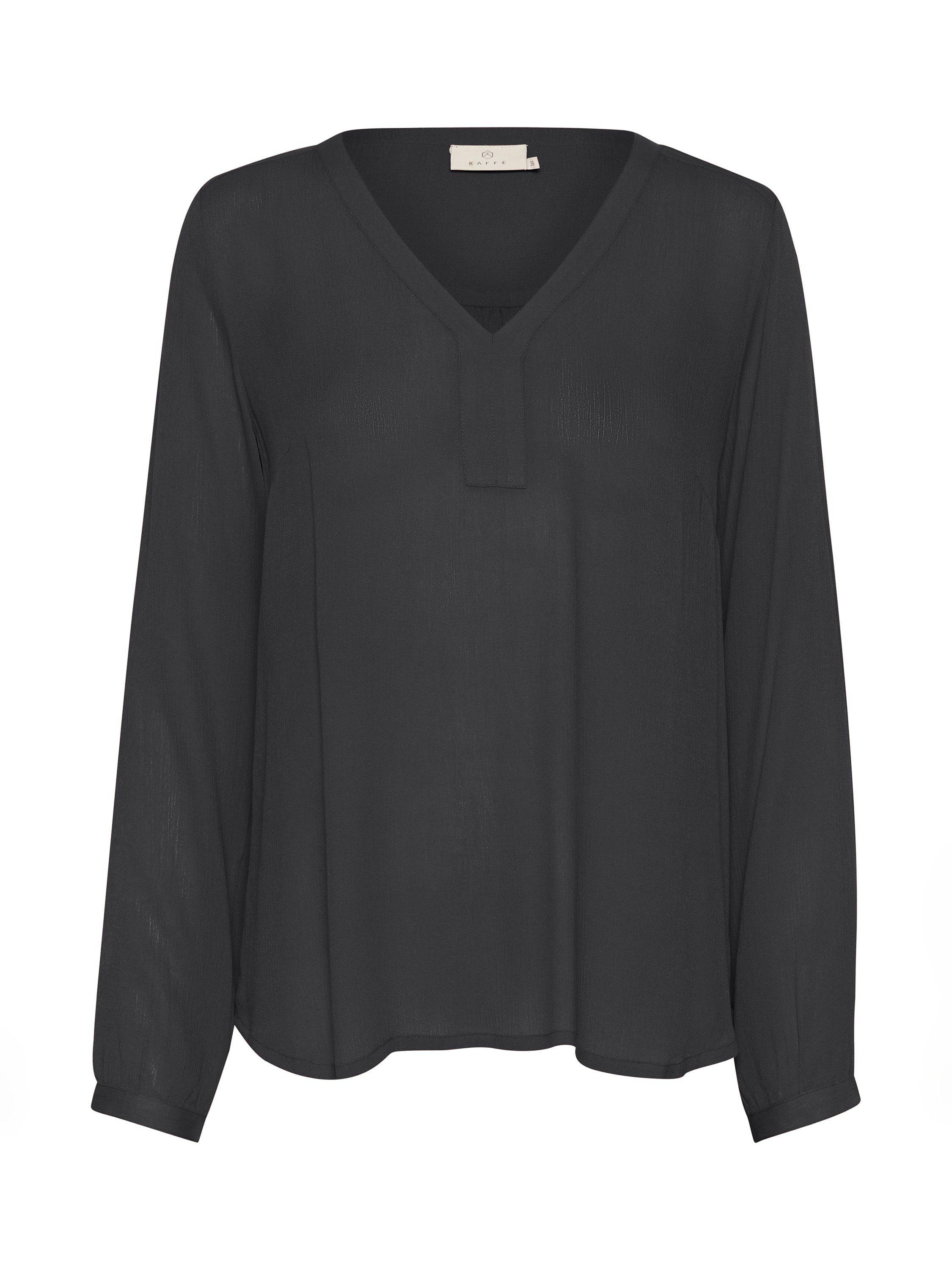 Product image 1 of 2, which shows KAFFE Amber V-Neck Blouse, Black Oyster, 10