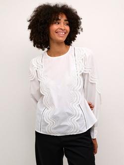 KAFFE Christine Round Neck Lace Top, Optical White, Optical White