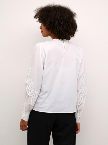 KAFFE Christine Round Neck Lace Top, Optical White - view 2, Optical White