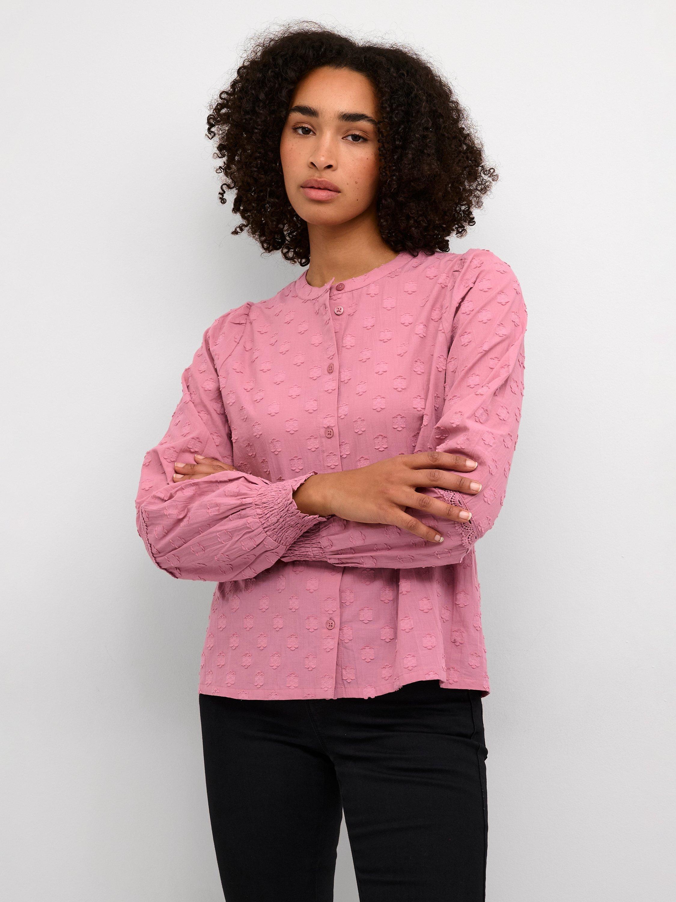 Product image 1 of 5, which shows KAFFE Enya Floral Top, Mesa Rose, 8
