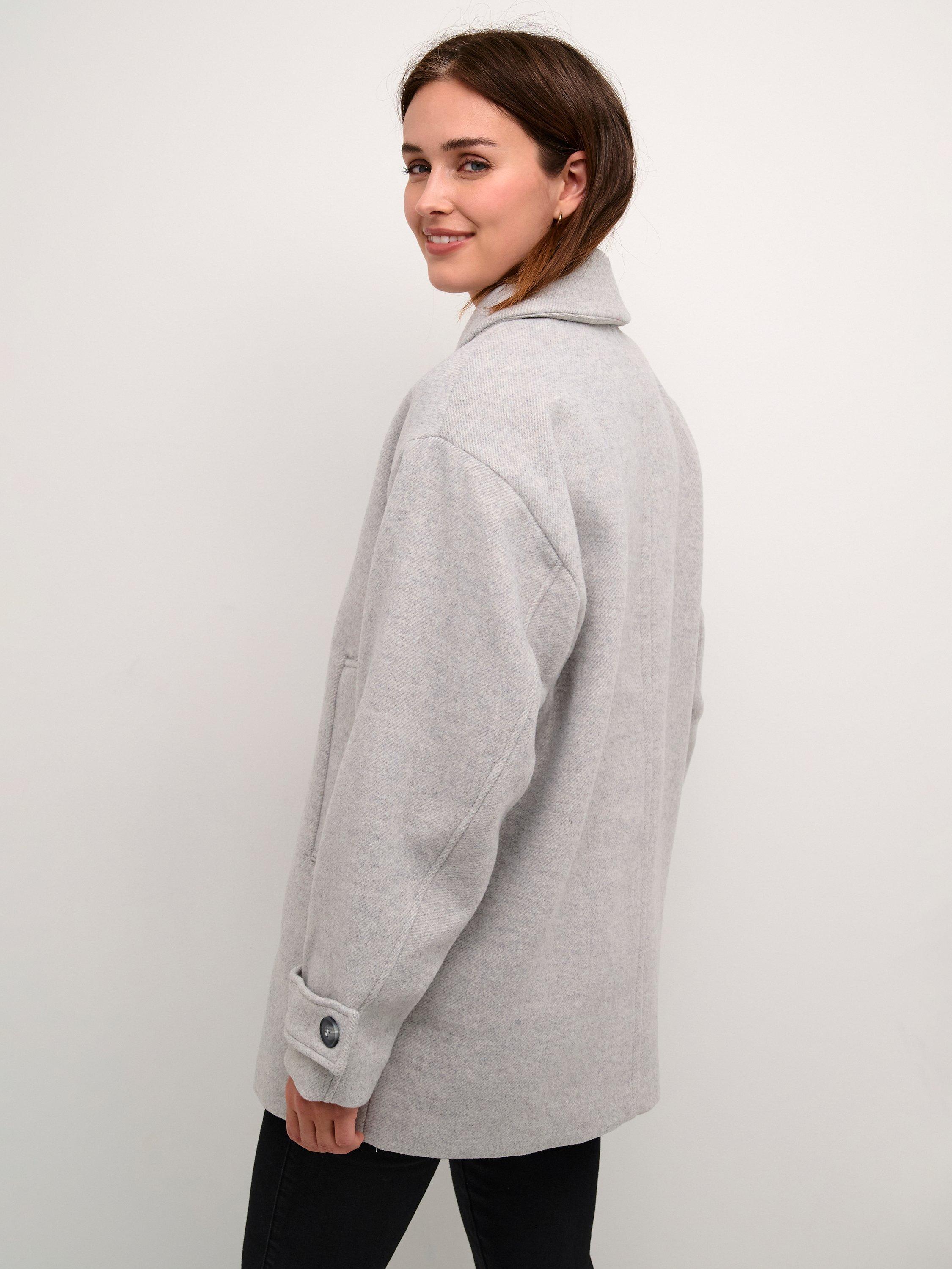 Product image 2 of 6, which shows KAFFE Maja Wool Blend Coat, Grey, 8