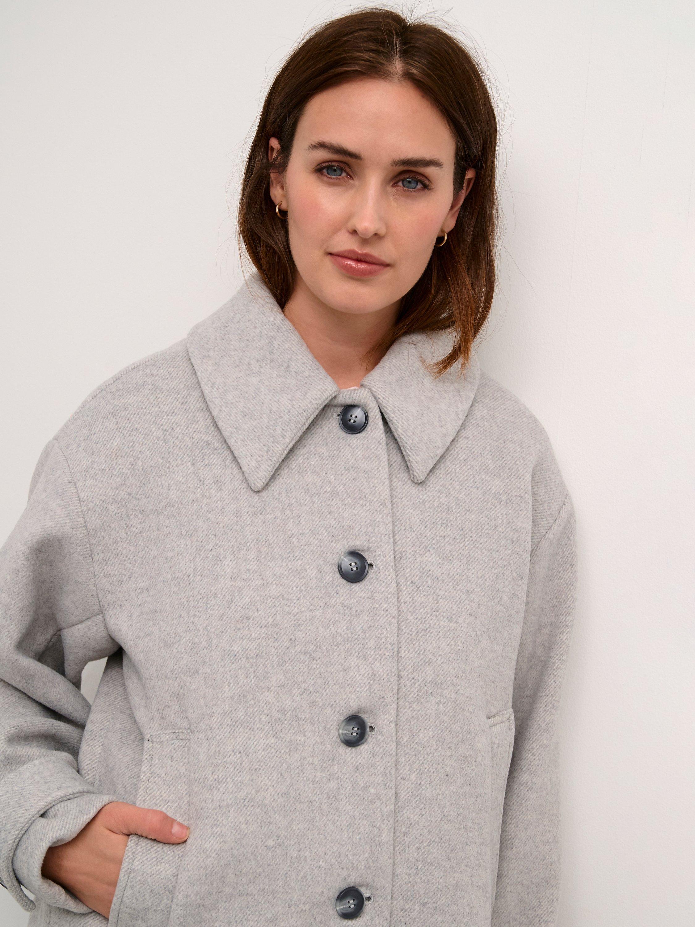Product image 4 of 6, which shows KAFFE Maja Wool Blend Coat, Grey, 8