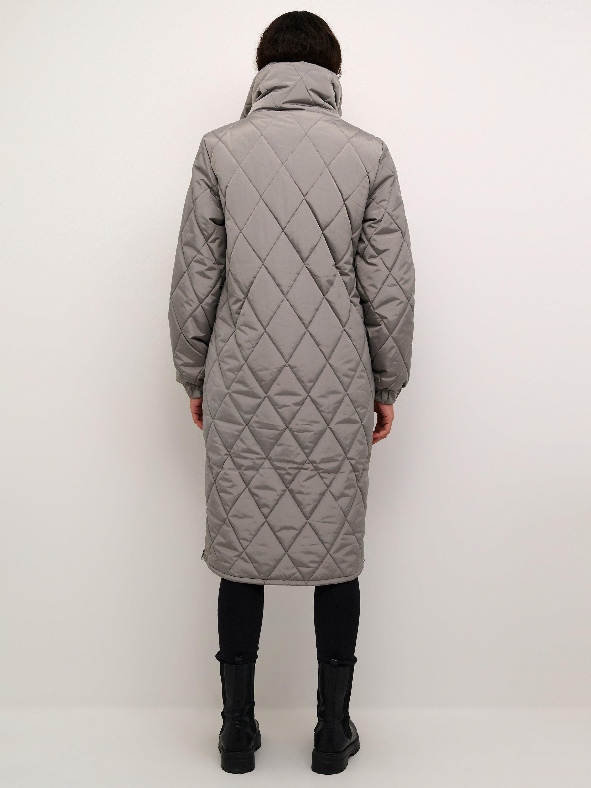 Product image 2 of 5, which shows KAFFE Lindsay Quilted Longline Coat, Steeple Gray, 8