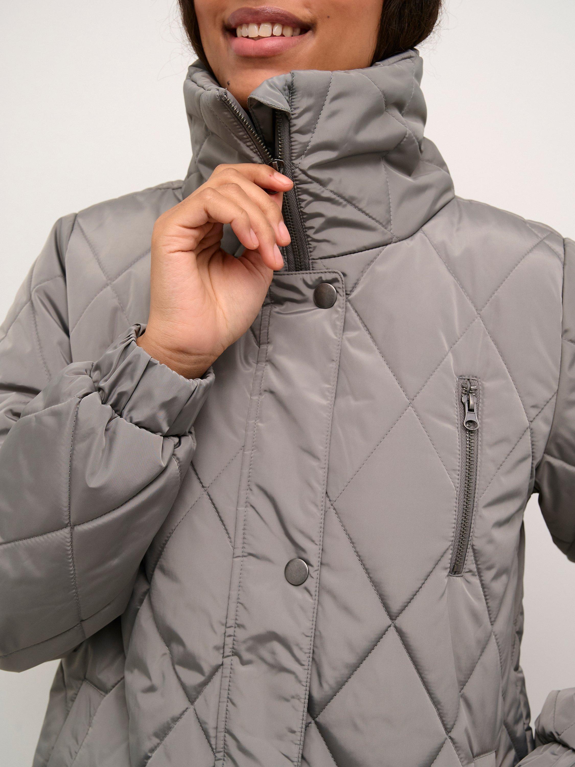 Product image 3 of 5, which shows KAFFE Lindsay Quilted Longline Coat, Steeple Gray, 8