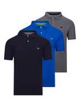 Raging Bull Polo Shirts, Pack of 3, Navy/Cobalt/Grey