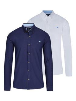 Raging Bull Short Sleeve Oxford Shirts, Pack of 2, Navy/White