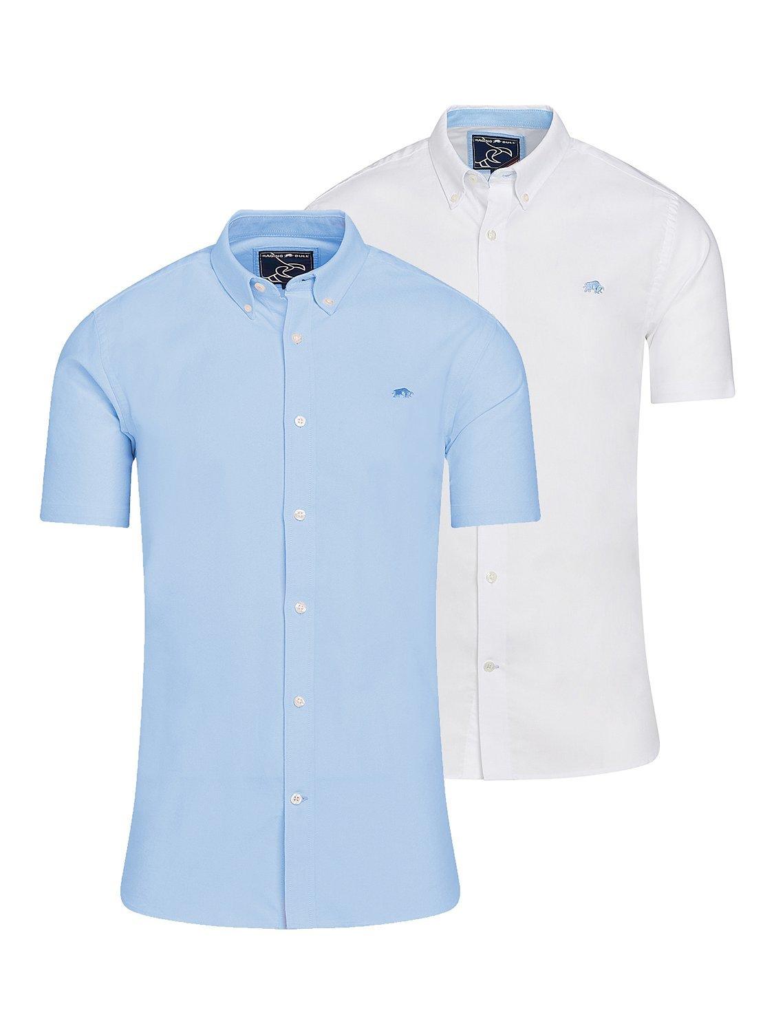 Product image 1 of 5, which shows Raging Bull Short Sleeve Oxford Shirts, Pack of 2, Sky Blue/White, S