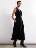 Albaray Button Organic Cotton Corduroy Dress, Black