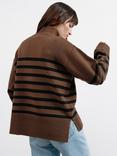 Albaray Wool Blend Stripe Turtleneck Jumper, Brown