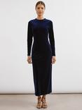 Albaray Velvet Column Maxi Dress, Navy