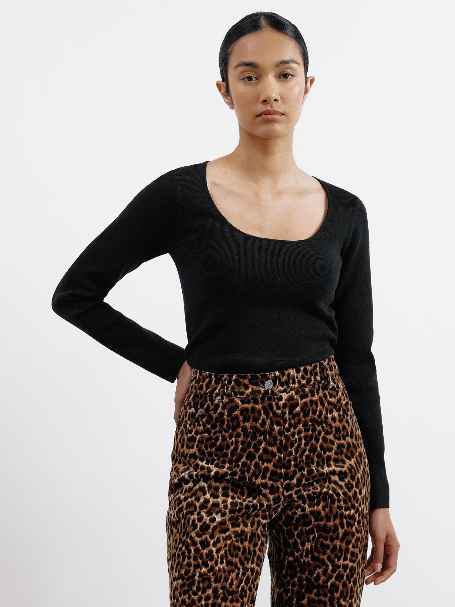 Product image 1 of 5, which shows Albaray Scoop Neck Knit Top, Black, 18