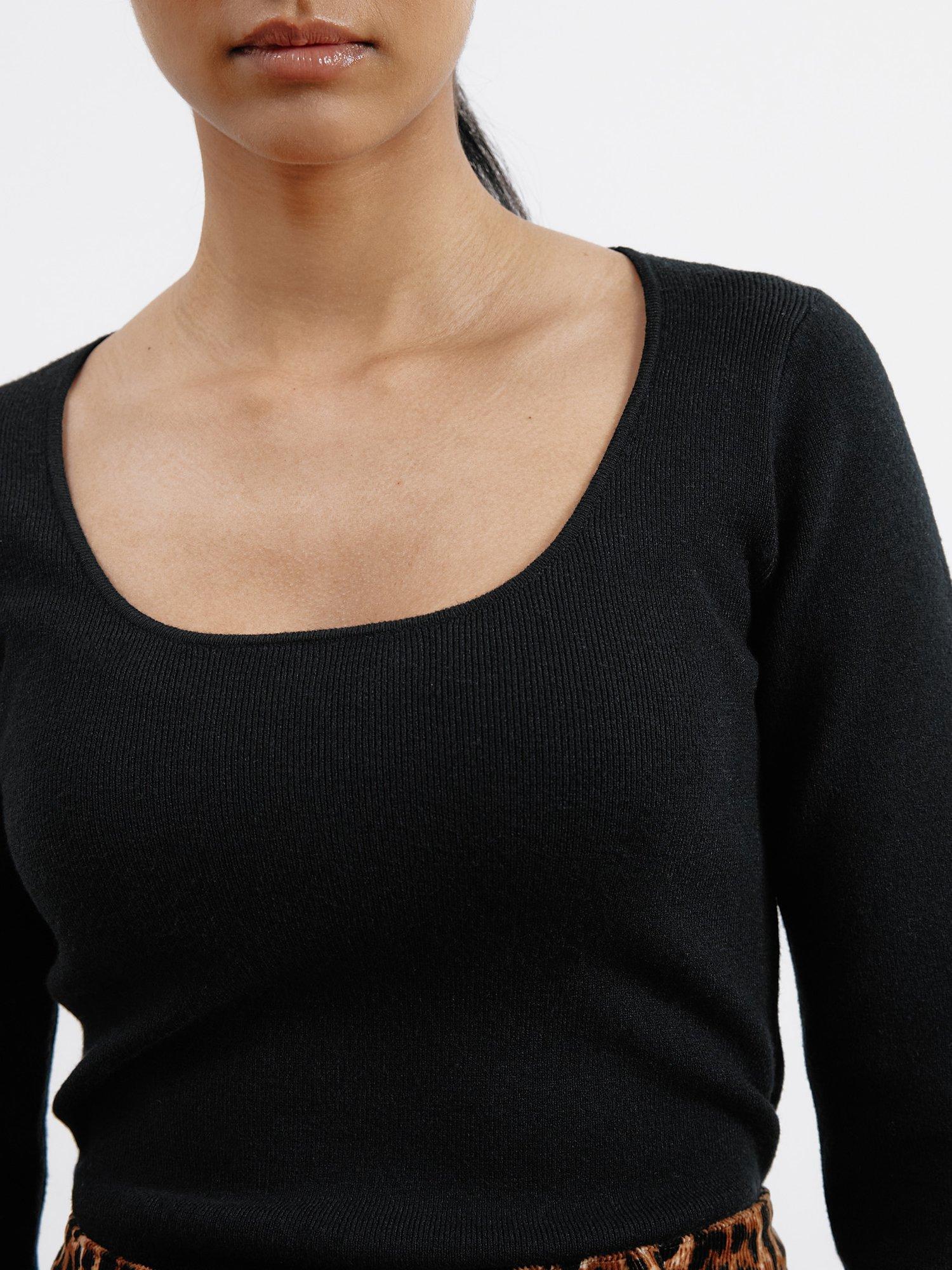 Product image 4 of 5, which shows Albaray Scoop Neck Knit Top, Black, 18