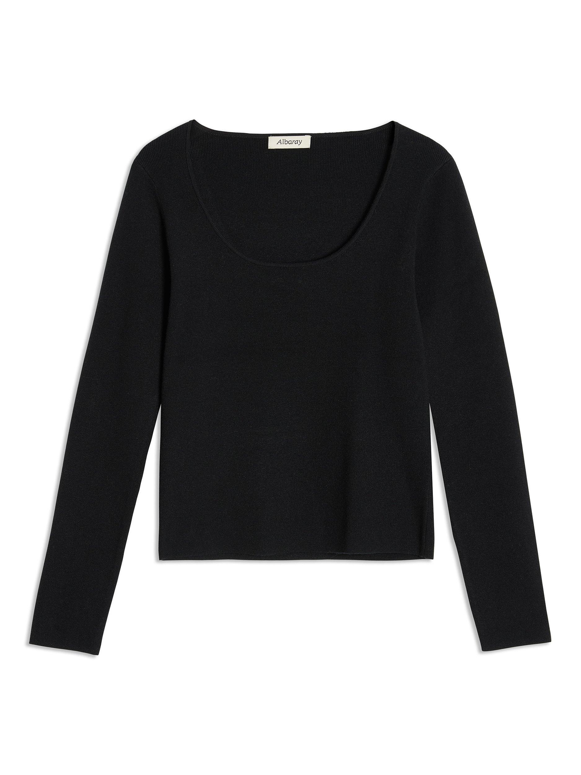 Product image 5 of 5, which shows Albaray Scoop Neck Knit Top, Black, 18