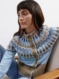 Albaray New Fair Isle Cardigan, Blue/Brown