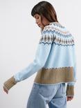 Albaray New Fair Isle Cardigan, Blue/Brown