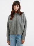 Albaray Knit Wool Blend Bomber Cardigan, Grey