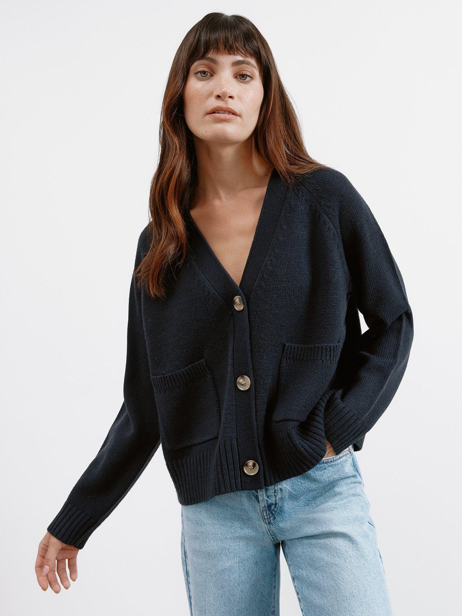 Albaray Relaxed V-Neck Cardigan, Navy
