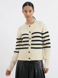 Albaray Stripe Button Cardigan, Cream