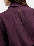 Albaray Polka Dot Jacquard Top, Burgundy