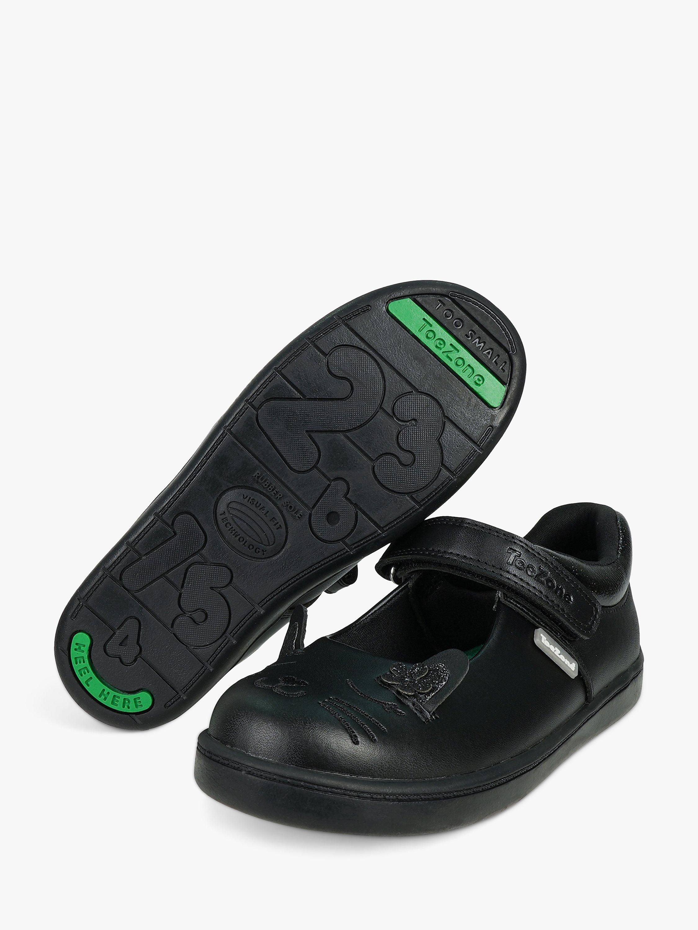 Product image 2 of 7, which shows ToeZone Kids' Amy Vegan Bunny School Shoes, Black, 8 Jnr