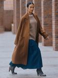 Albaray Long Wool Blend Coat, Tan