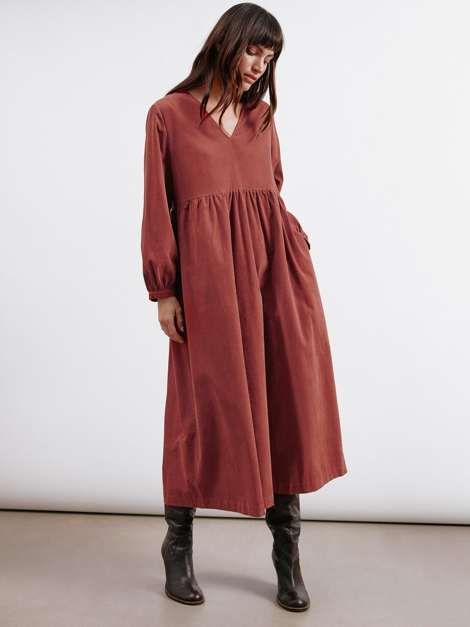 Burnt orange corduroy dress sales