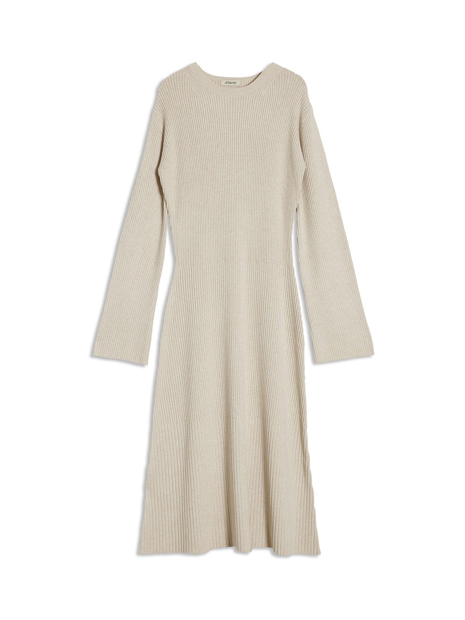 Product image 5 of 5, which shows Albaray Flute Sleeve Jumper Dress, Stone, 14