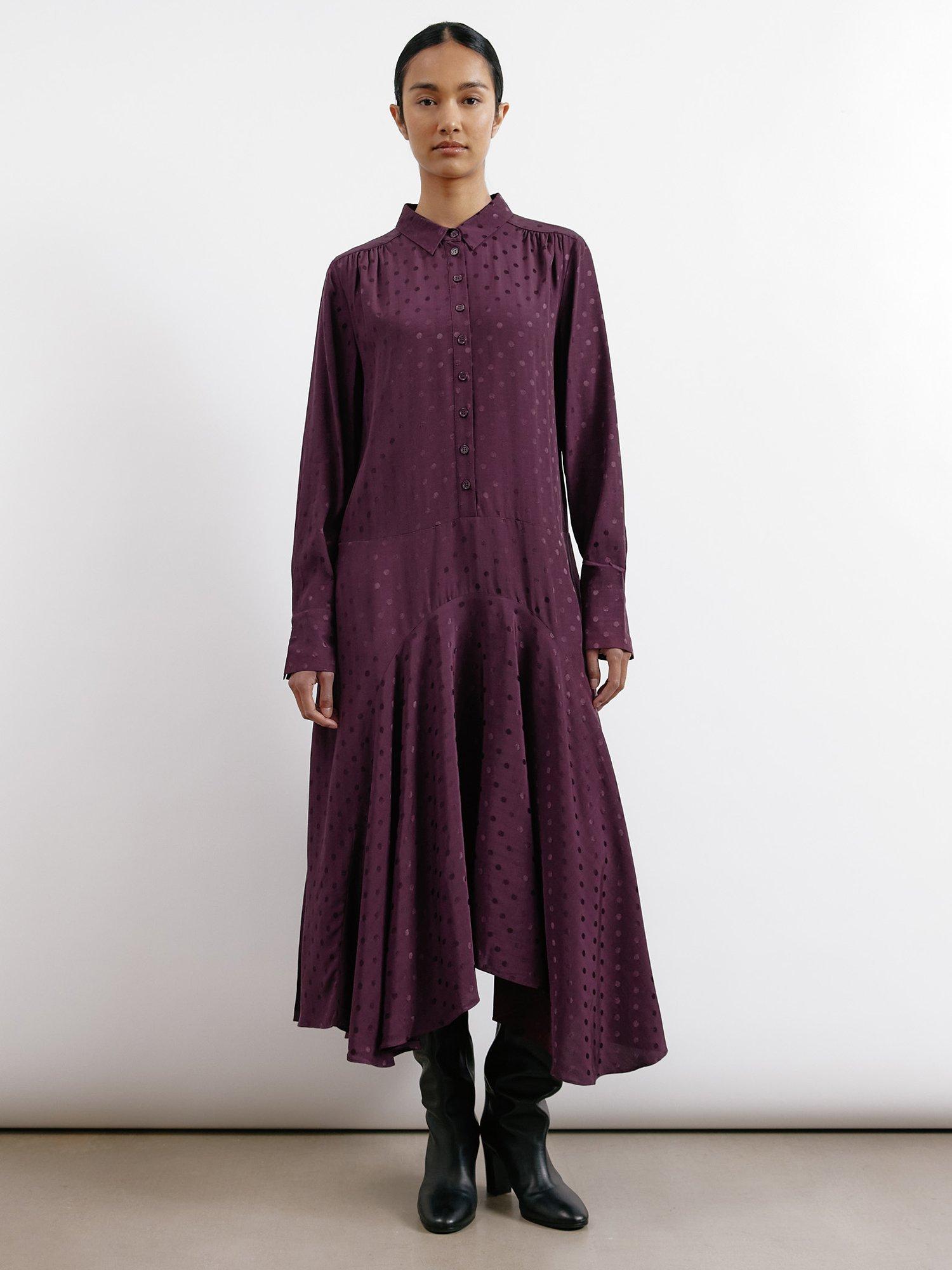 Albaray Jaquard Spot Dress Burgundy