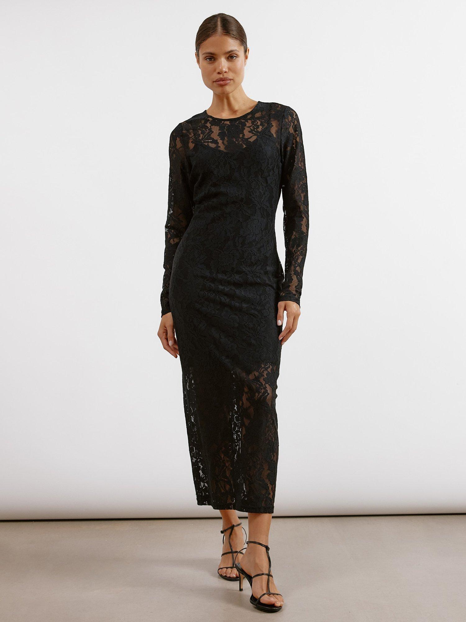 Albaray Lace Maxi Dress, Black