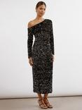 Albaray Sequin Velvet Dress, Black