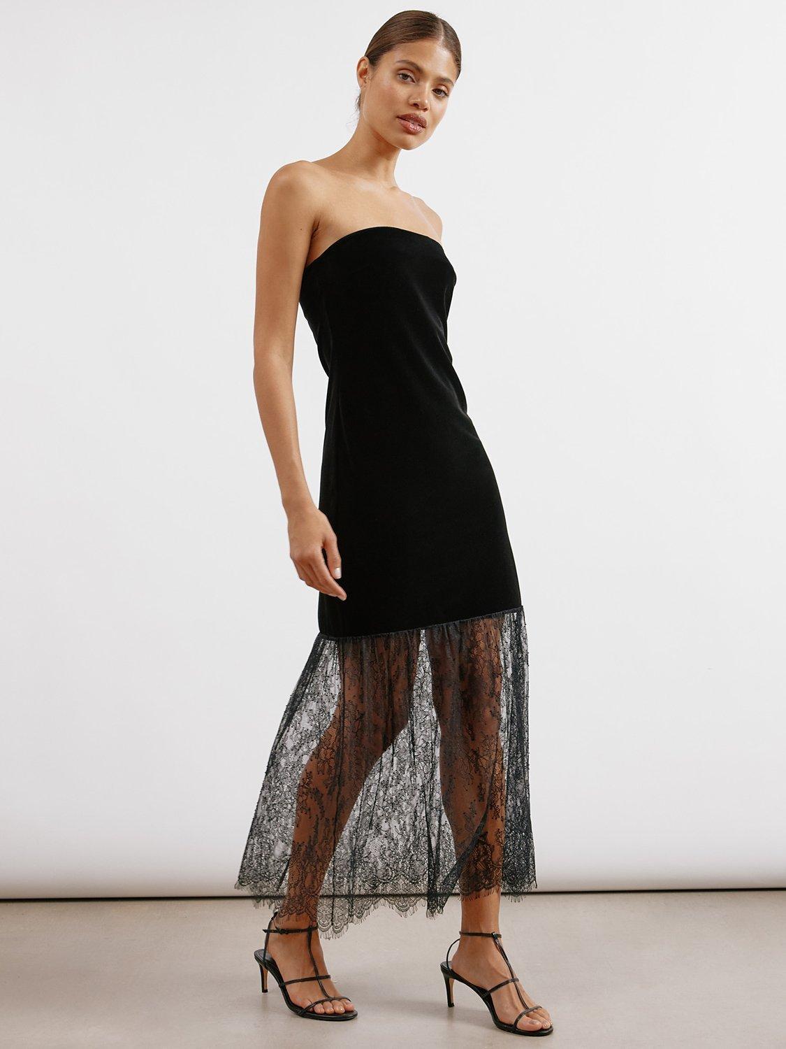 Albaray Velvet Lace Bandeau Dress Black