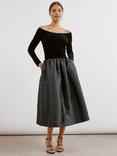 Albaray Velvet & Taffeta Dress, Black