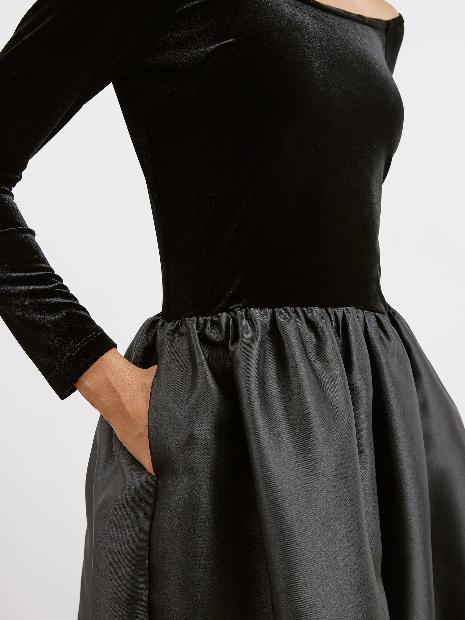 Product image 2 of 4, which shows Albaray Velvet & Taffeta Dress, Black, 8