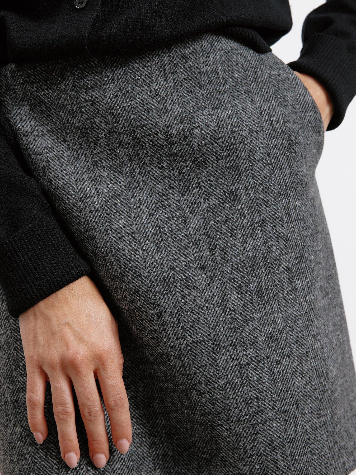 Product image 4 of 5, which shows Albaray Herringbone Wool Blend Skirt, Grey, 8