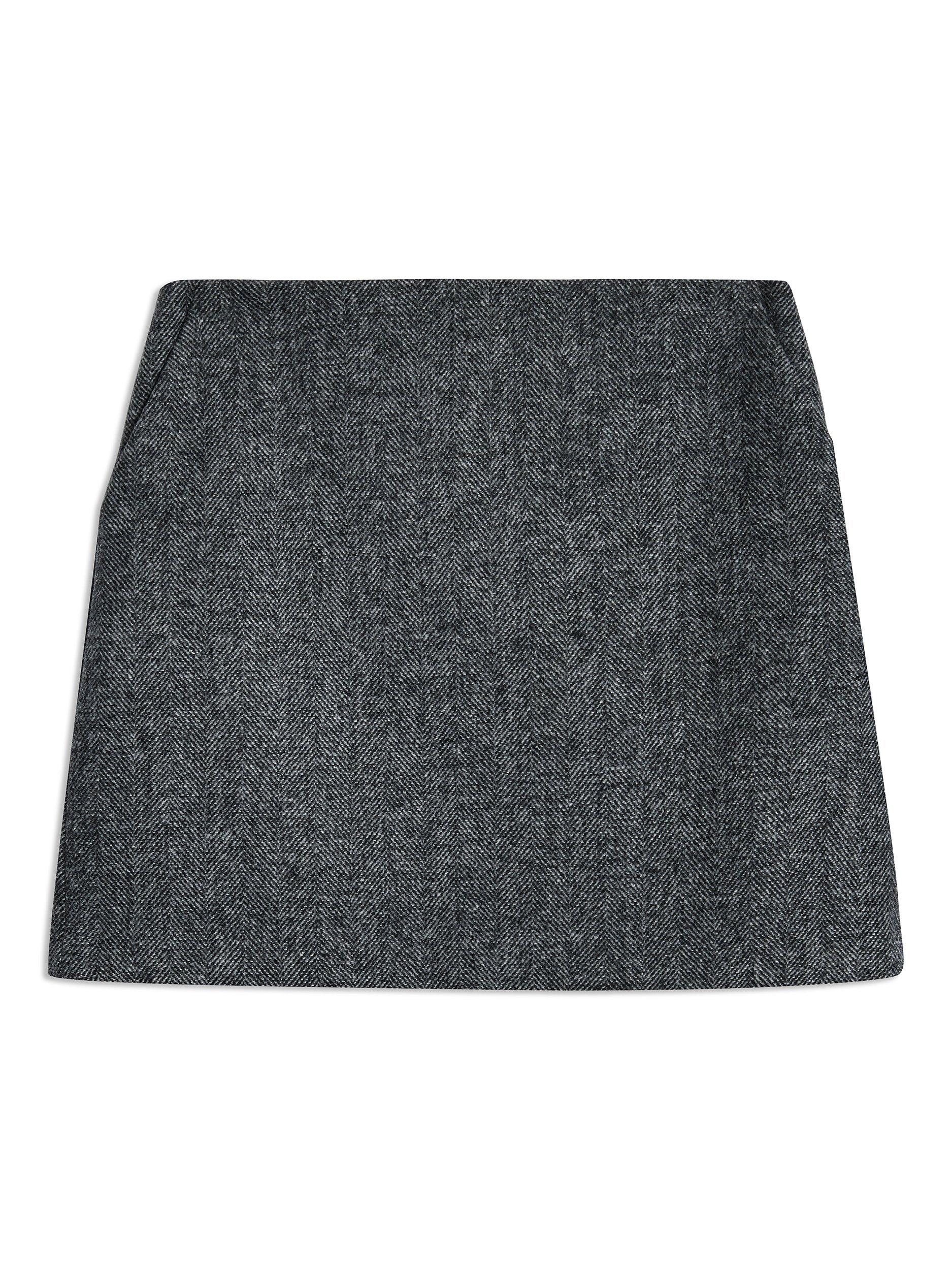 Product image 5 of 5, which shows Albaray Herringbone Wool Blend Skirt, Grey, 8