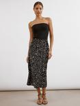 Albaray Velvet Sequin Midi Skirt, Black