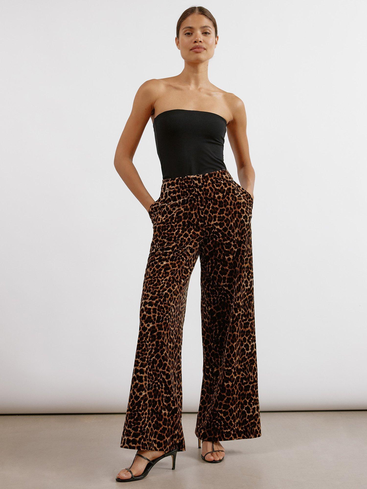 Albaray Animal Print Velvet Trousers, Brown