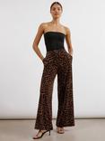 Albaray Animal Print Velvet Trousers, Brown