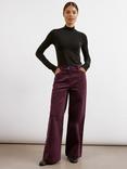 Albaray Organic Cotton Rich Wide Leg Corduroy Trousers, Red