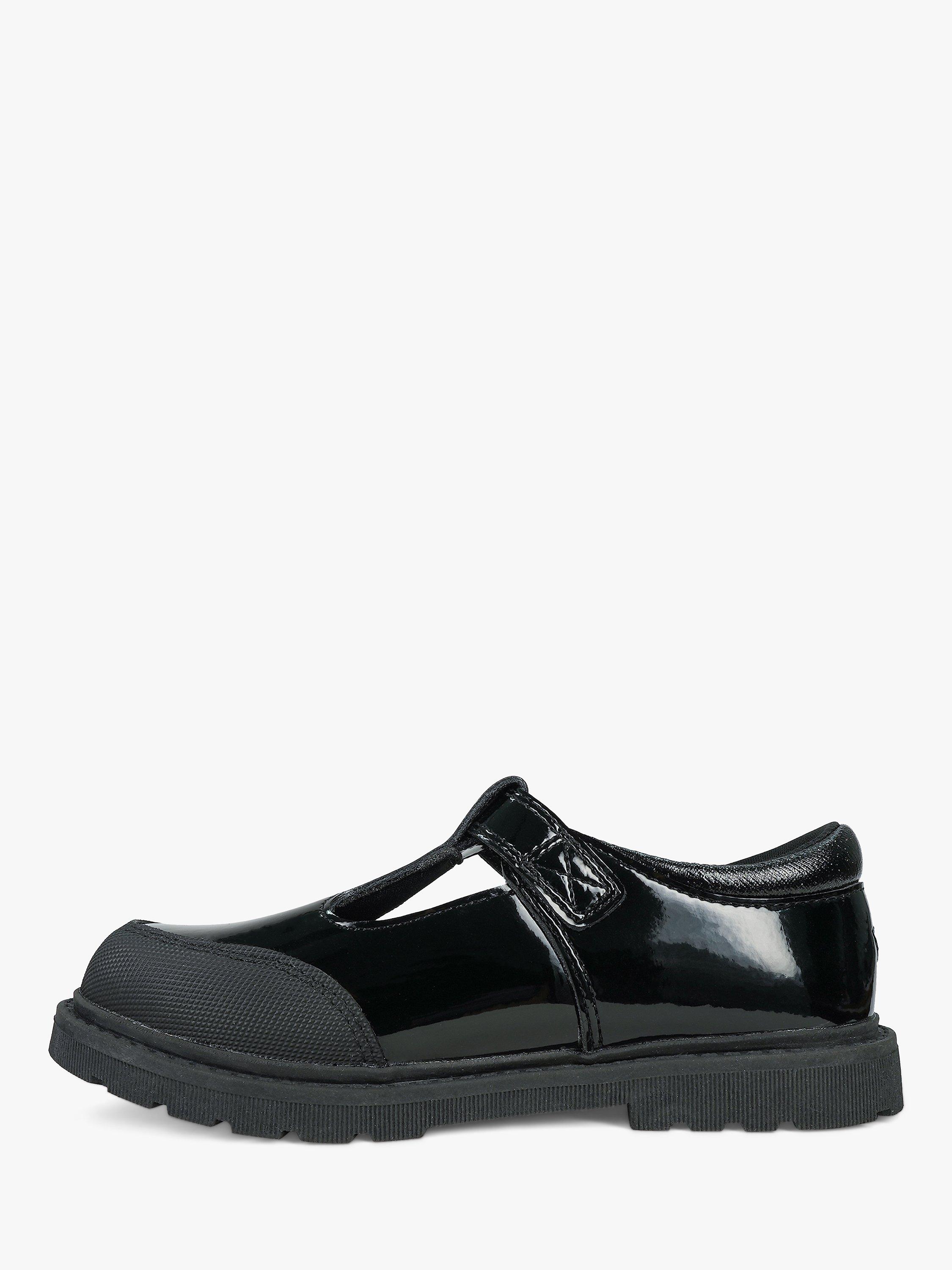 Product image 3 of 7, which shows ToeZone Kids' Clover Patent Leather T-Bar Flower School Shoes, Black, 8 Jnr