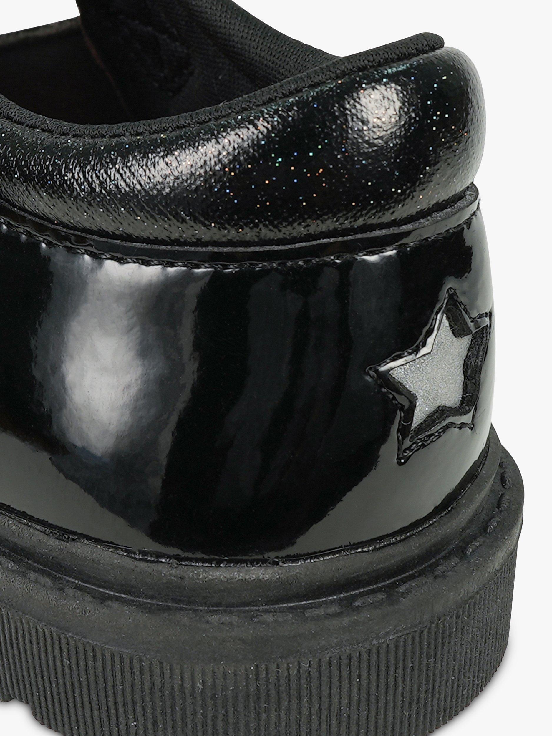 Product image 6 of 7, which shows ToeZone Kids' Clover Patent Leather T-Bar Flower School Shoes, Black, 8 Jnr