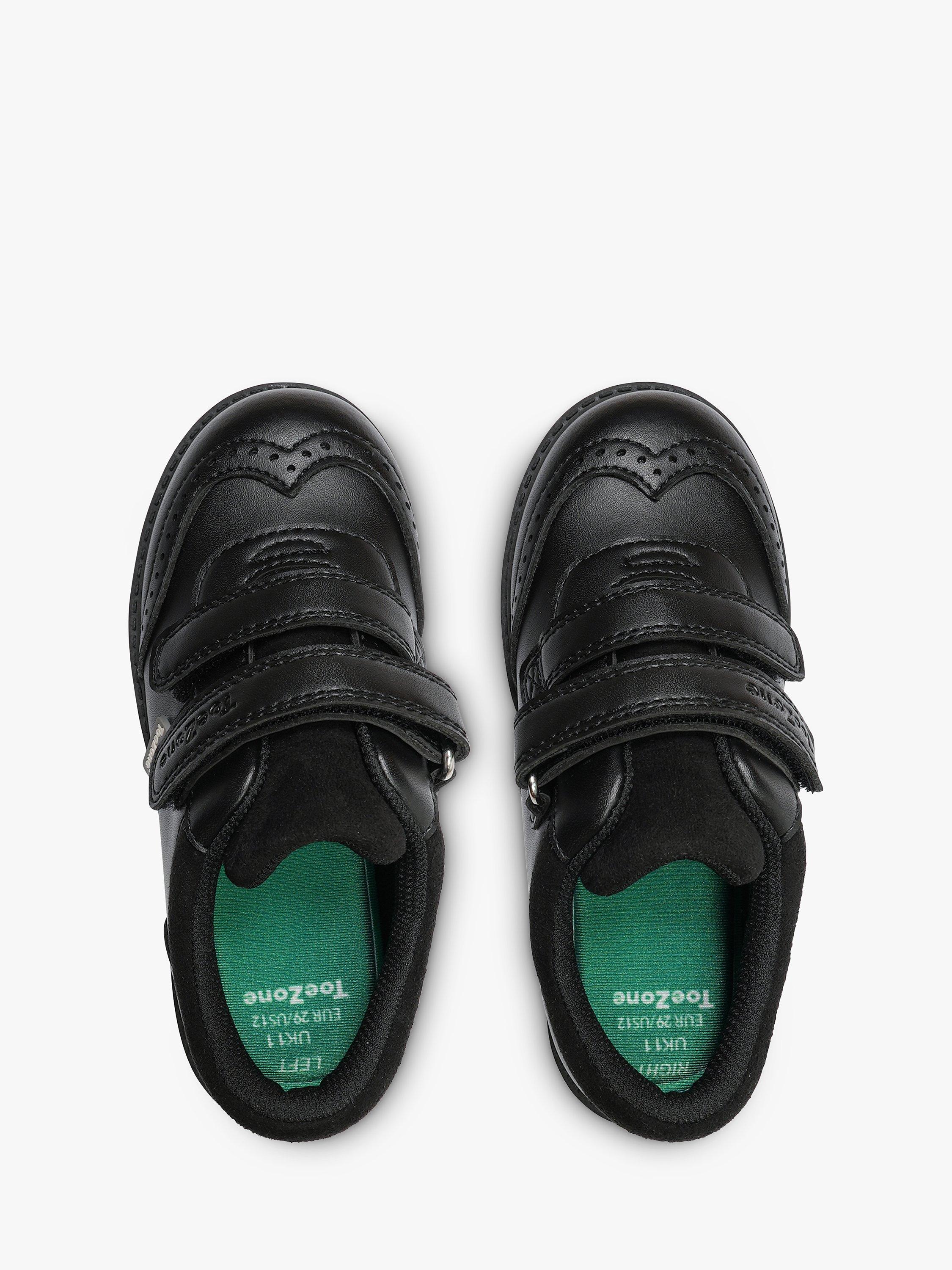 Product image 3 of 6, which shows ToeZone Kids' Theo Vegan Smart School Shoes, Black, 8 Jnr