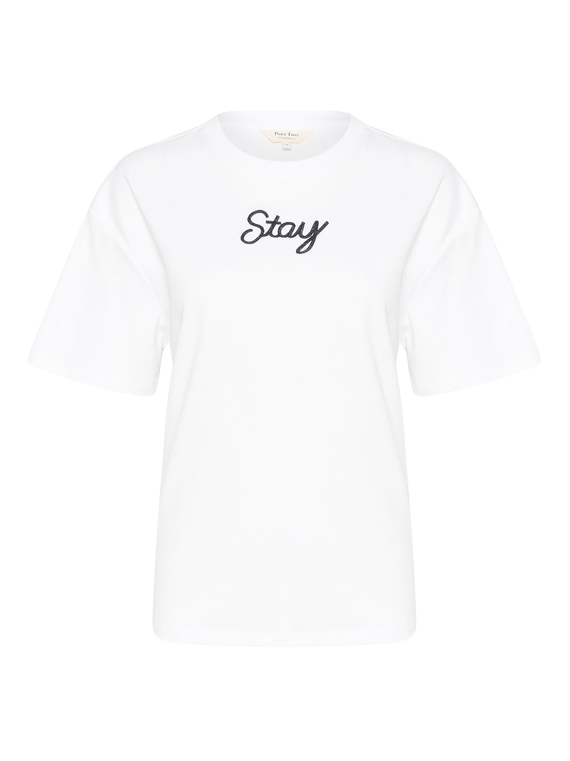 Part Two Jamina Stay Organic Cotton T-Shirt, White/Dark Navy