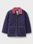 Crew Clothing Kids' Contrast Cord Collar Quilted Jacket, Navy/Multi, Navy/Multi