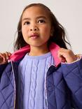 Crew Clothing Kids' Contrast Cord Collar Quilted Jacket, Navy/Multi