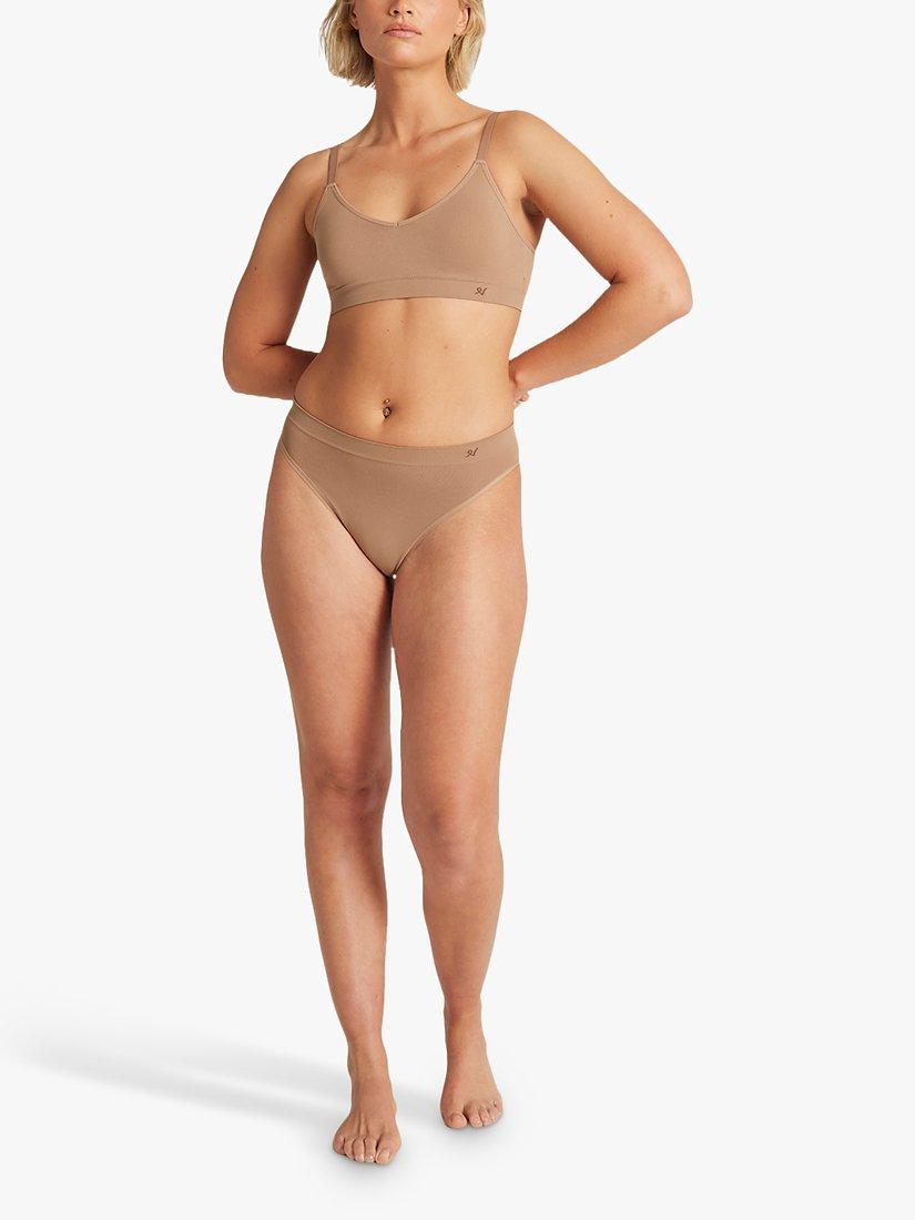 Product image 1 of 10, which shows Nudea Essentials Seamless High Leg Knickers, Pack of 3, Blush/Black/Taupe, S