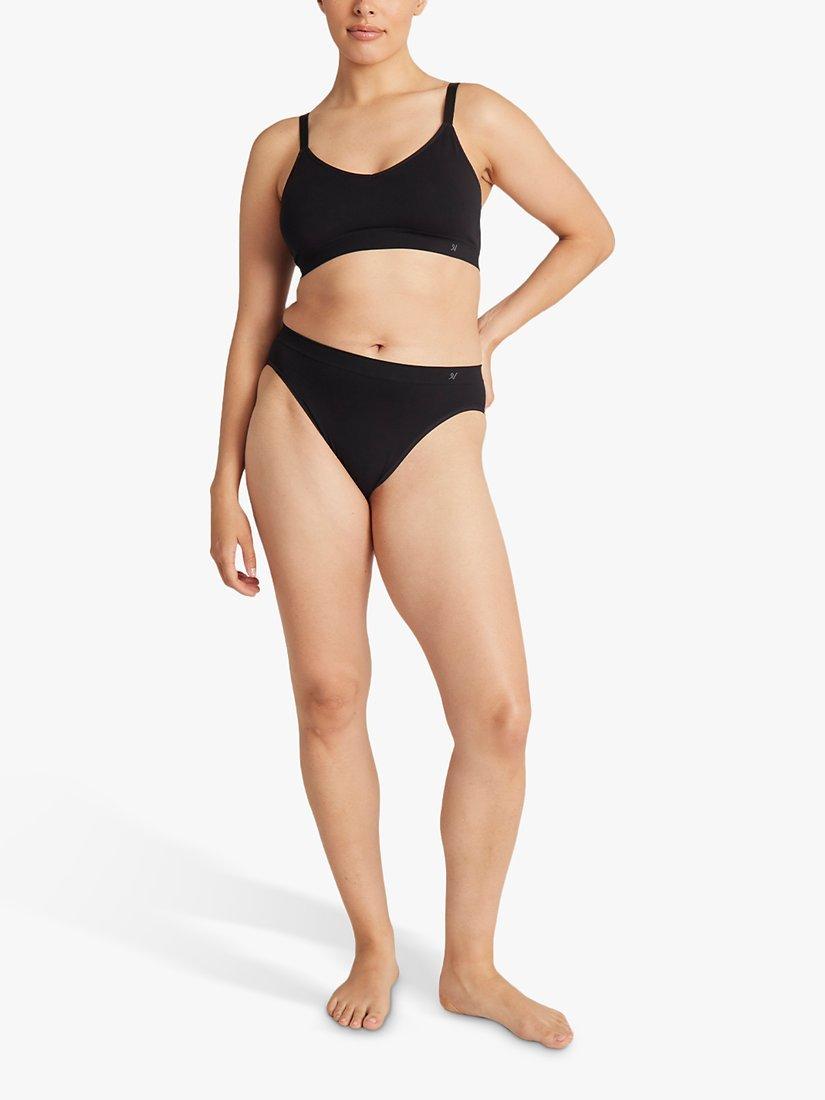 Product image 3 of 10, which shows Nudea Essentials Seamless High Leg Knickers, Pack of 3, Blush/Black/Taupe, S