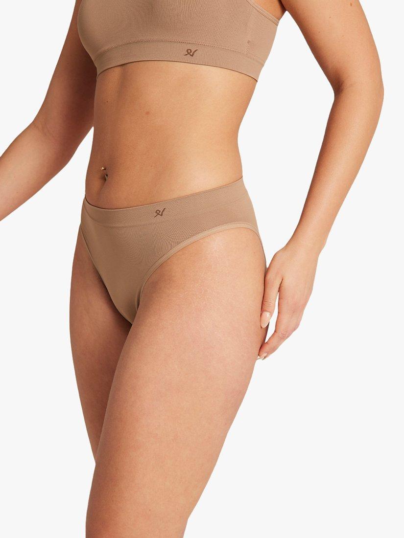 Product image 4 of 10, which shows Nudea Essentials Seamless High Leg Knickers, Pack of 3, Blush/Black/Taupe, S