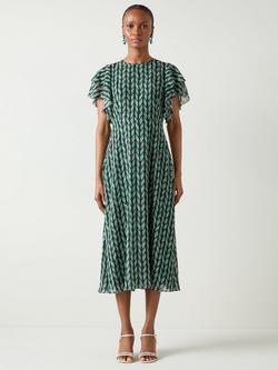 L.K.Bennett Agnes Midi Dress, Navy/Multi, Navy/Multi
